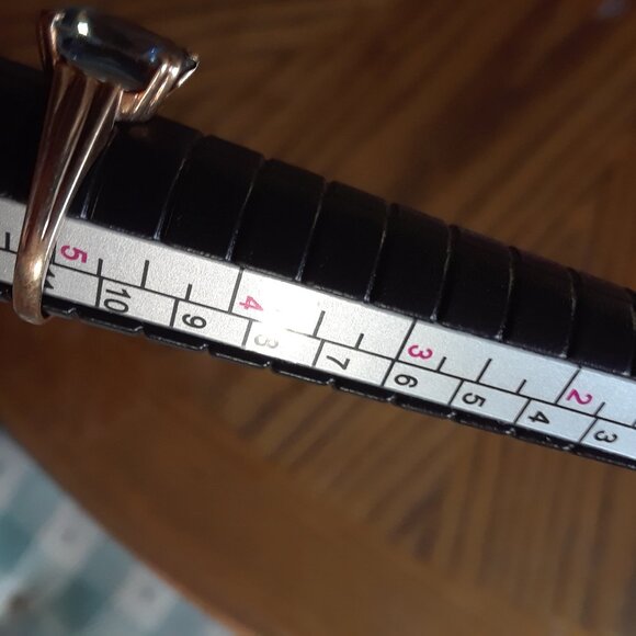 10K Yellow Gold Filled Blue Emerald cut Stone Ring - Picture 10 of 10